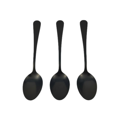 6pc Stainless Steel Black Tablespoon - 20cm