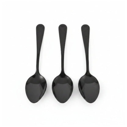 6pc Stainless Steel Black Teaspoon - 14cm