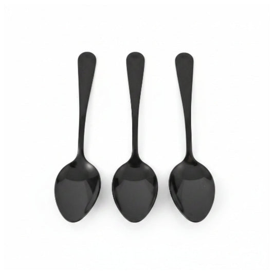 6pc Stainless Steel Black Teaspoon - 14cm