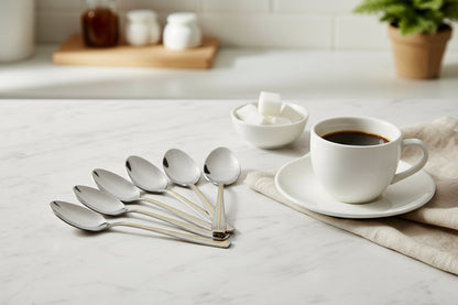 6pc Stainless Steel Teaspoon - Gold Work