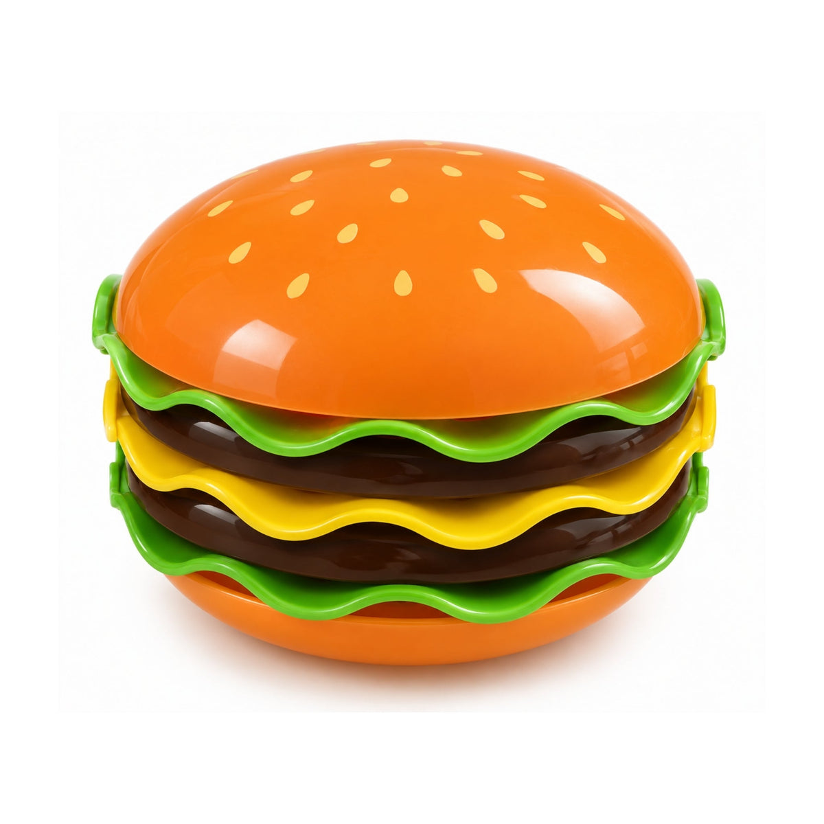 7 Piece Burger Plate Set – Stackable Burger-Themed Dinner Set