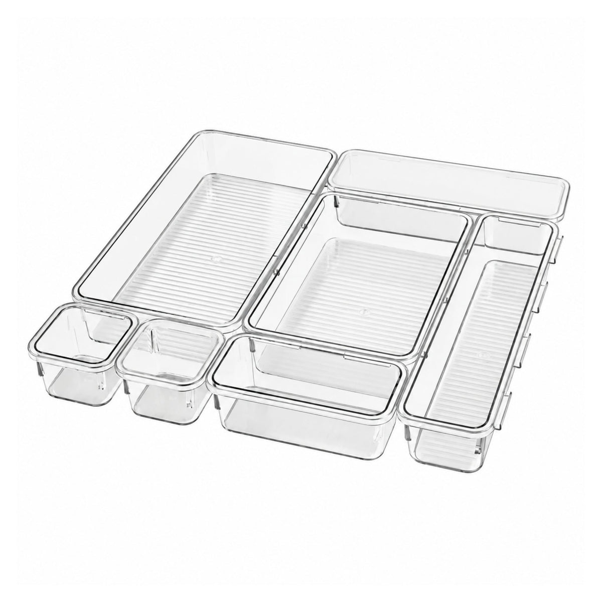 7 Piece Drawer Organizer Set – Multi-Size Storage Organizers With Modular Design – Clear