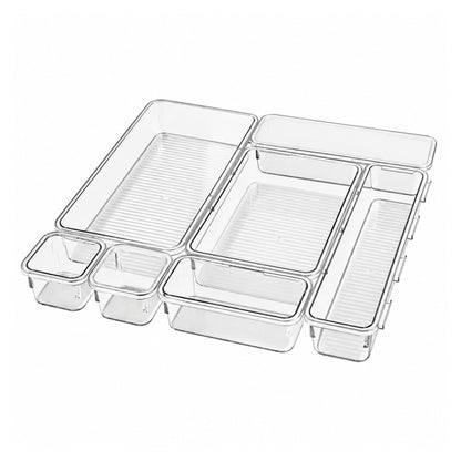 7 Piece Drawer Organizer Set – Multi-Size Storage Organizers With Modular Design – Clear