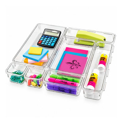 7 Piece Drawer Organizer Set – Multi-Size Storage Organizers With Modular Design – Clear