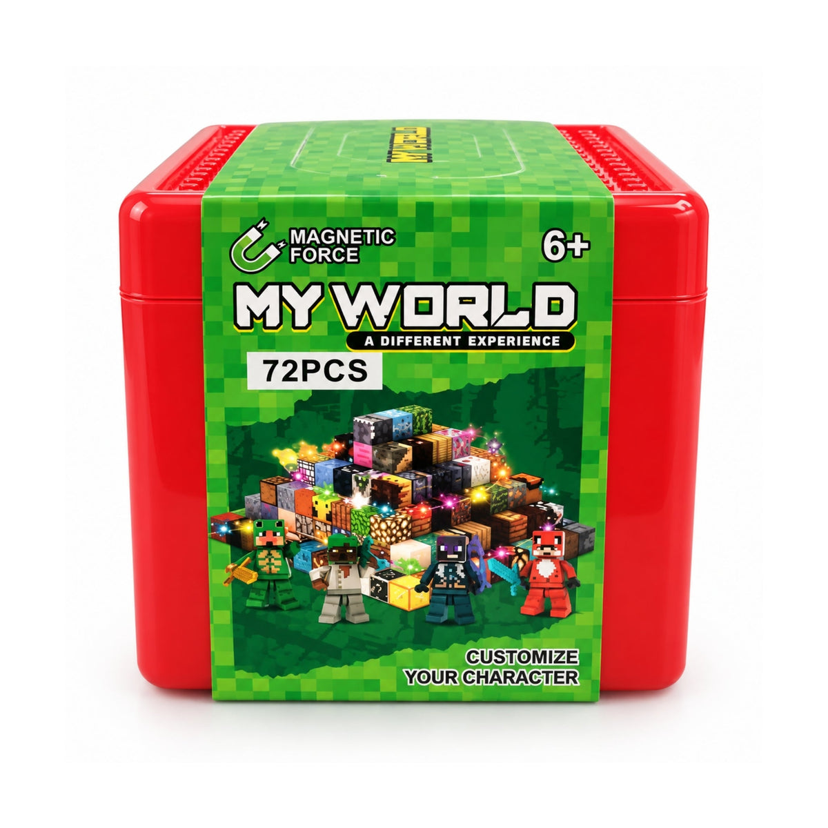 72 Piece My World Magnetic Force Building Block Set – Magnetic Construction Toy with Block Game-Inspired Characters