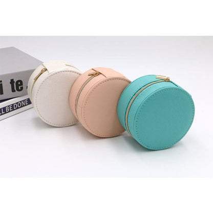 Round PU Leather Travel Jewelry Box -  10x4.5cm