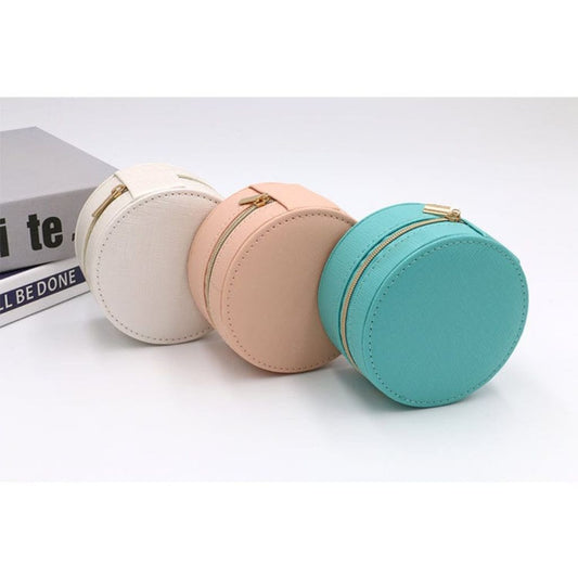 Round PU Leather Travel Jewelry Box -  10x4.5cm