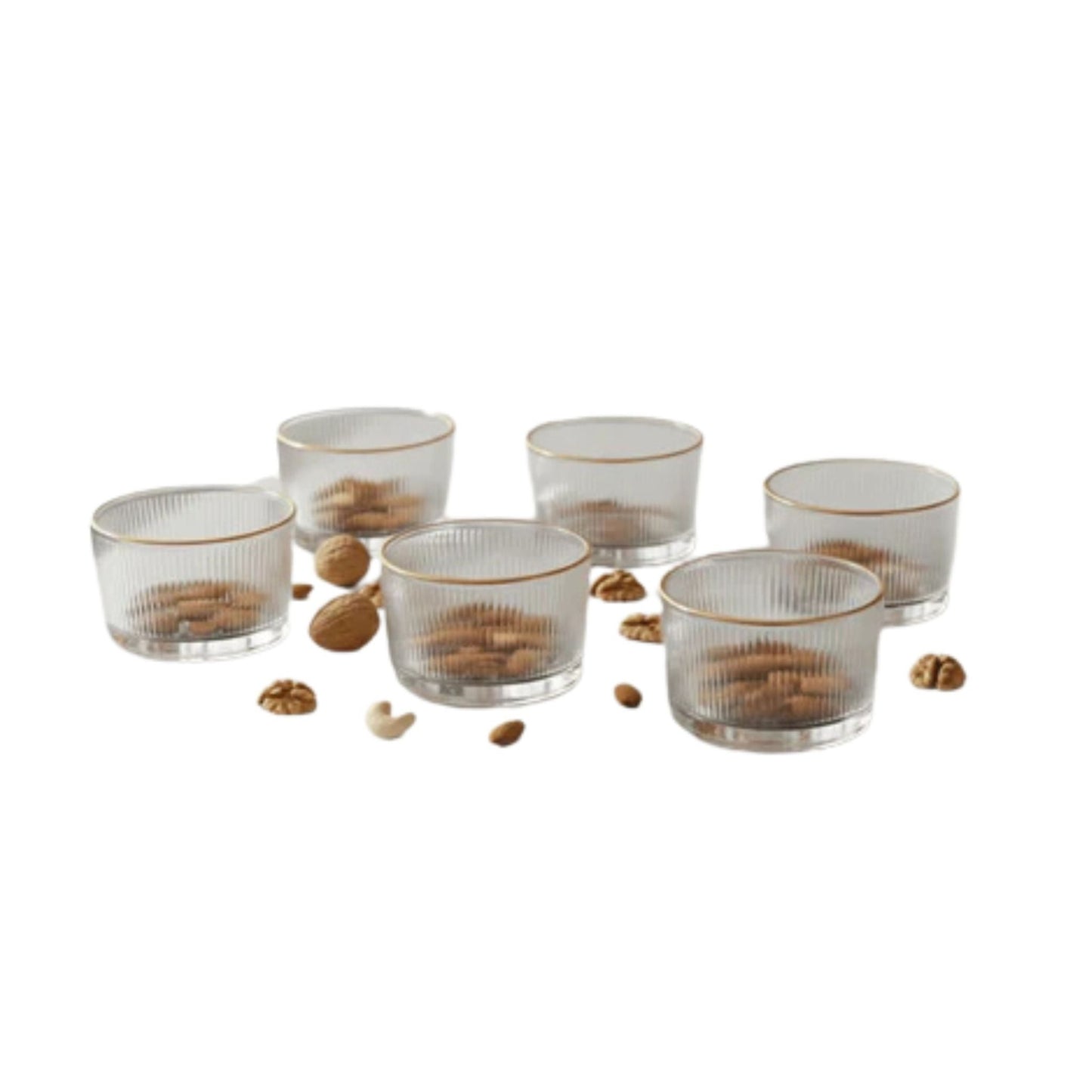 7pc Glass Dessert Bowl On Bamboo Board