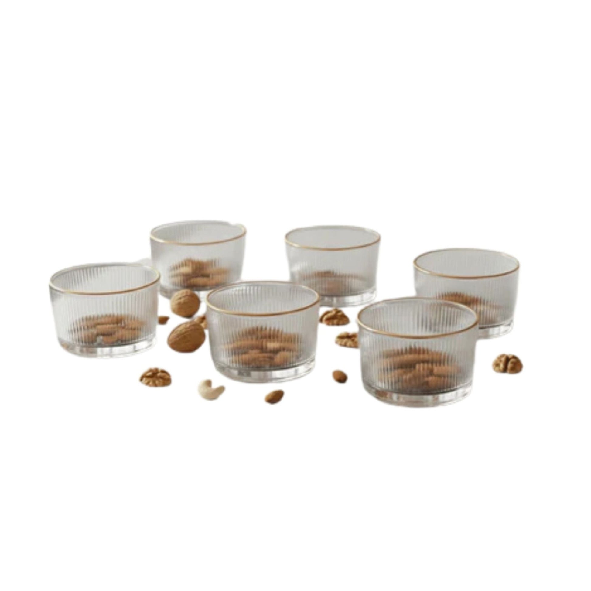7pc Glass Dessert Bowl On Bamboo Board