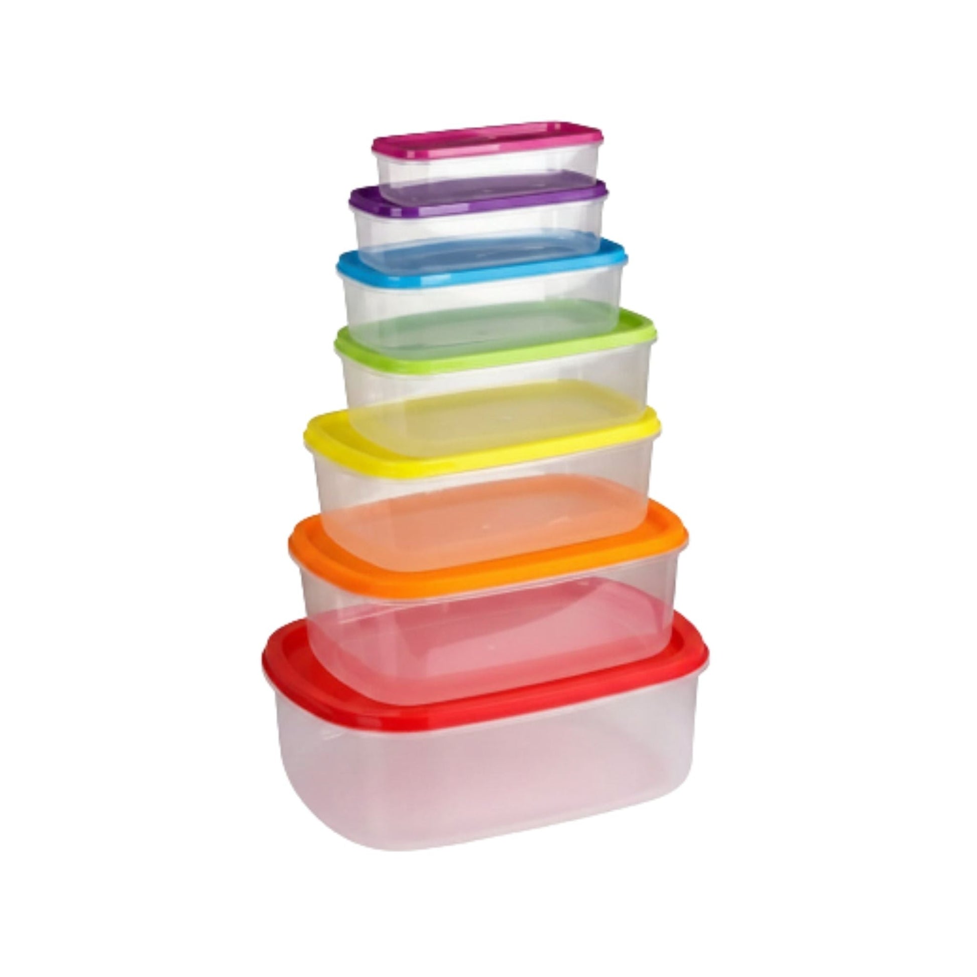 7pc Rainbow Lid Container Set - Rectangle