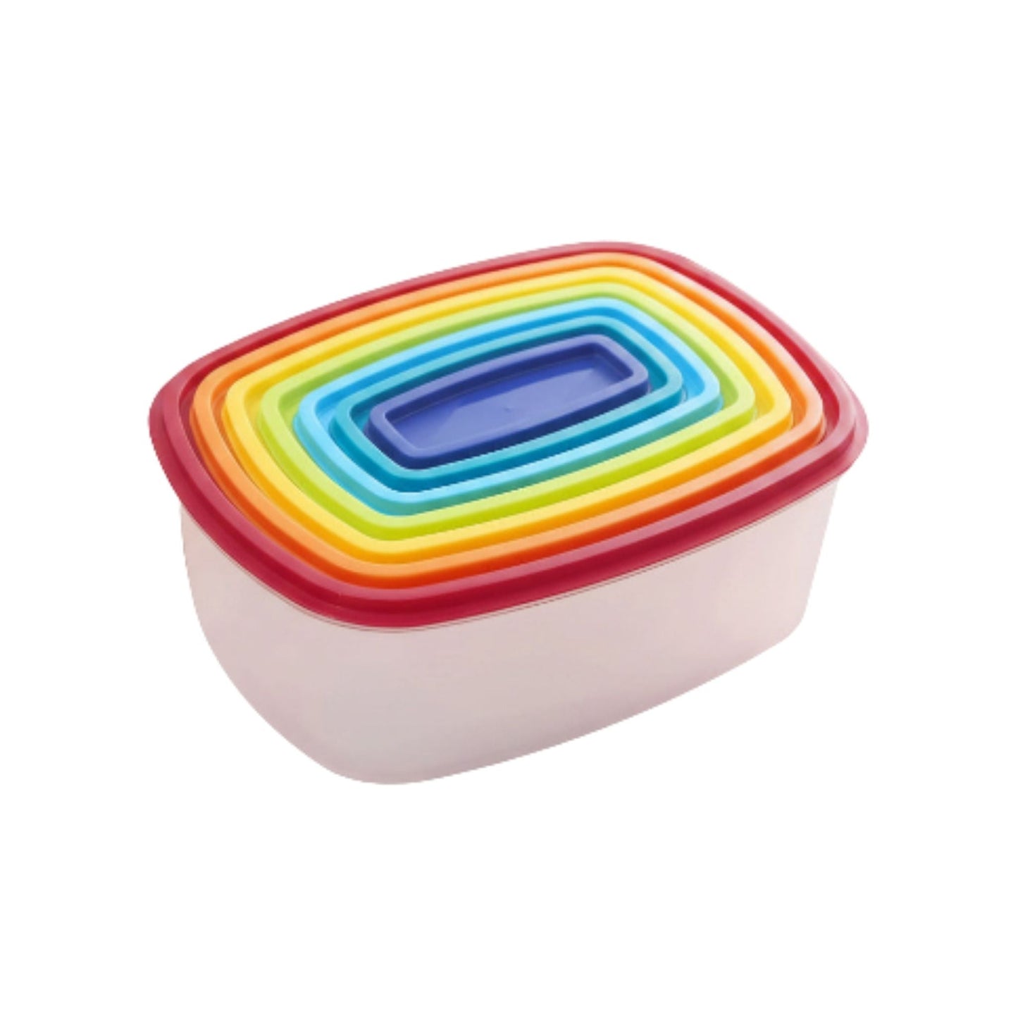 7pc Rainbow Lid Container Set - Rectangle