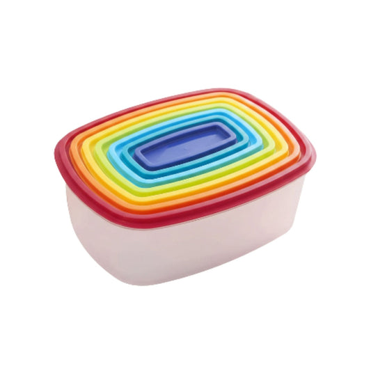 7pc Rainbow Lid Container Set - Rectangle