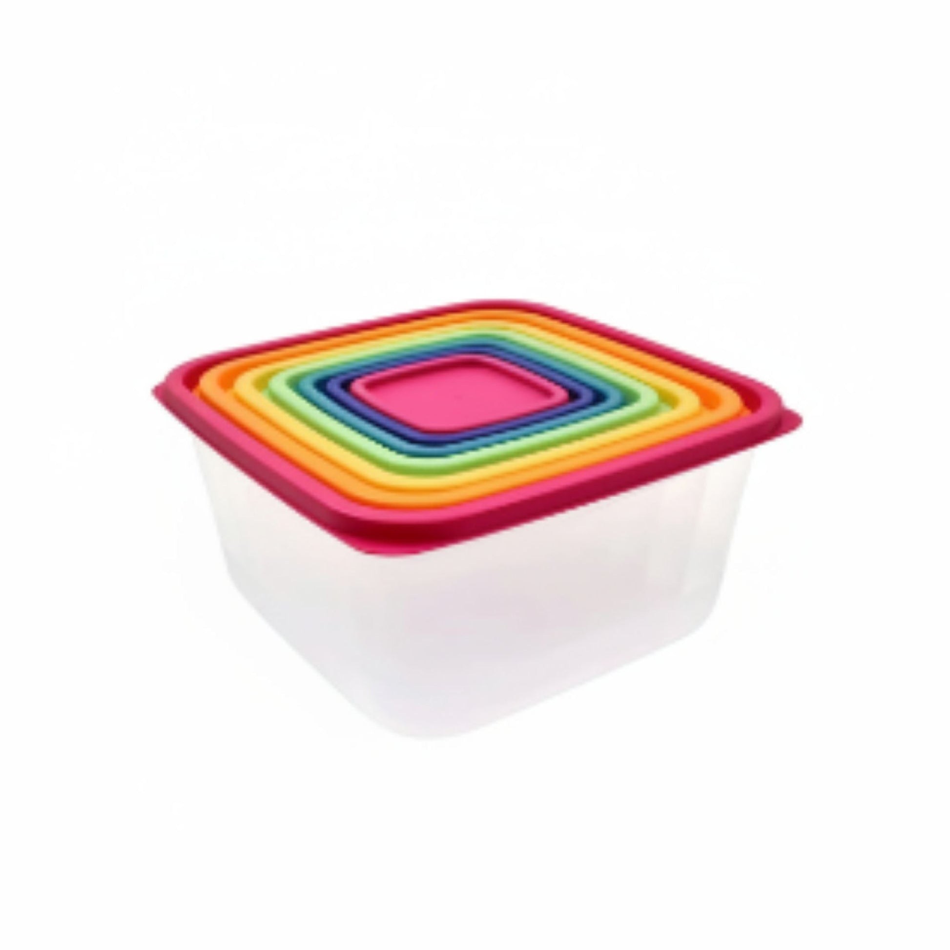 7pc Rainbow Lid Container Set - Square