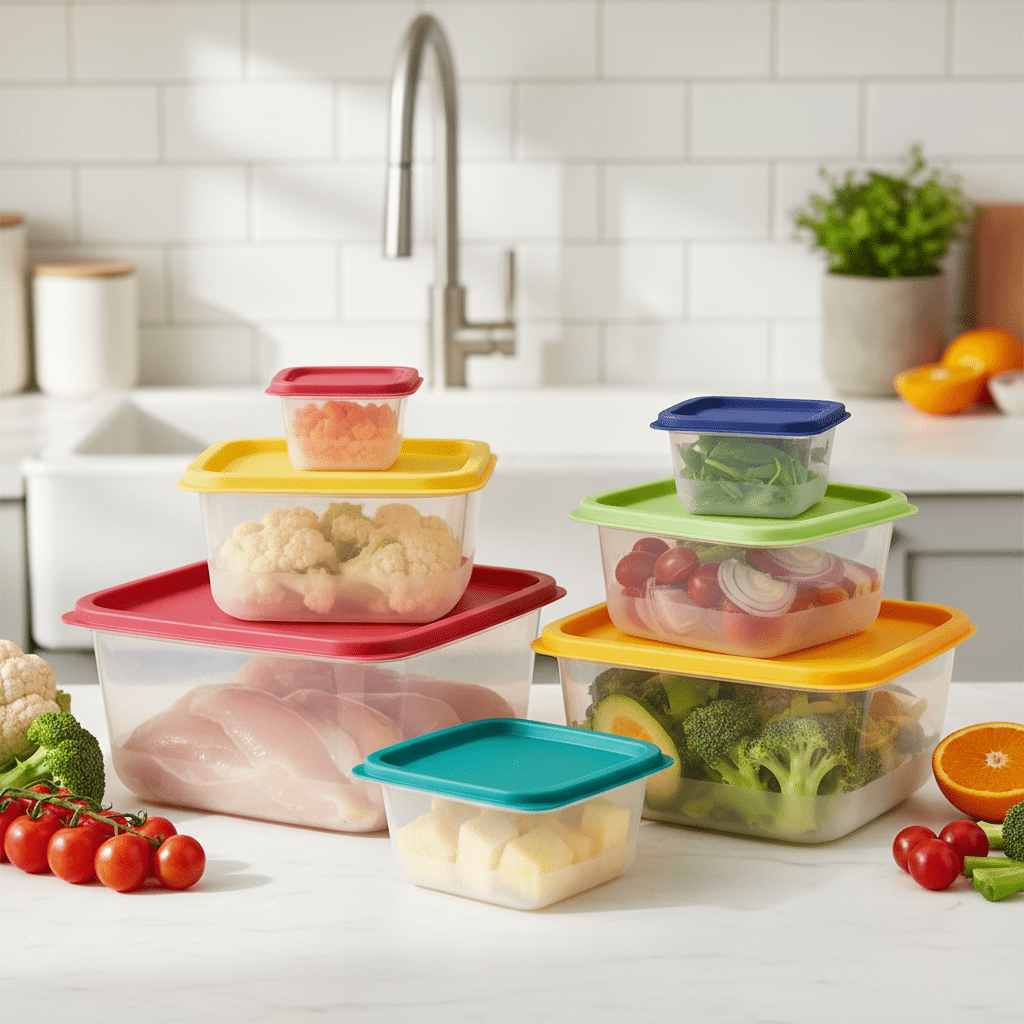 7pc Rainbow Lid Container Set - Square