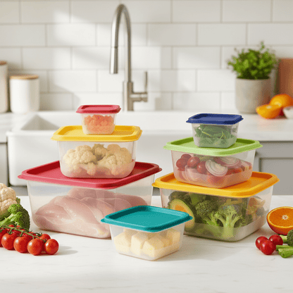 7pc Rainbow Lid Container Set - Square
