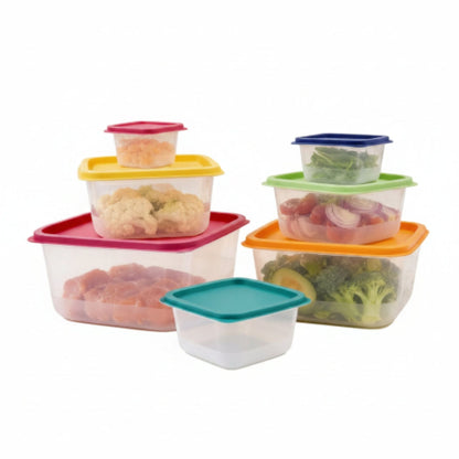 7pc Rainbow Lid Container Set - Square