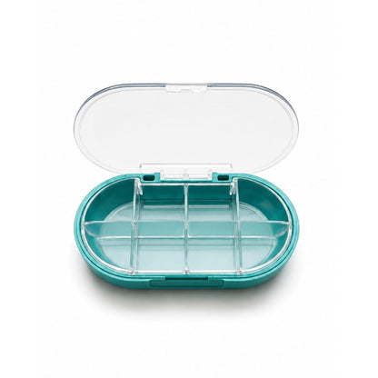 8-Grid Weekly Pill Organizer Medicine Box – Portable Tablet Storage Case – Blue