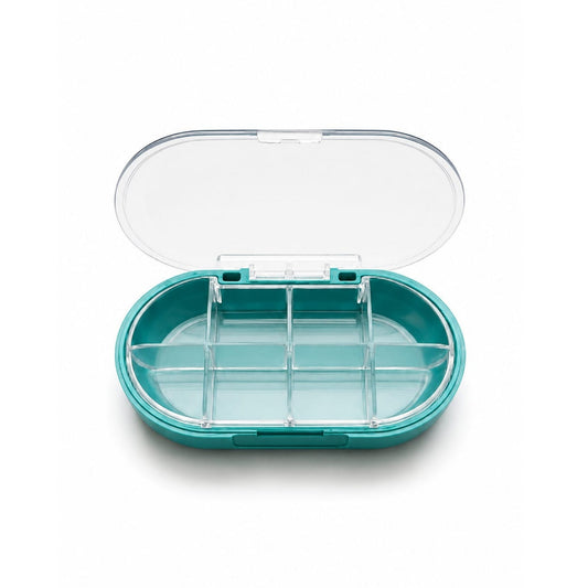 8-Grid Weekly Pill Organizer Medicine Box – Portable Tablet Storage Case – Blue