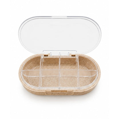 8-Grid Weekly Pill Organizer Medicine Box – Portable Tablet Storage Case – Cream