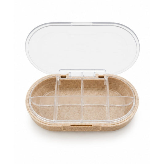 8-Grid Weekly Pill Organizer Medicine Box – Portable Tablet Storage Case – Cream