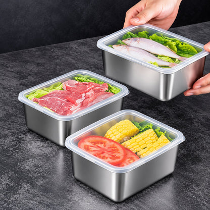 8 Piece Stainless Steel Food Storage Container Set – Reusable Containers With Plastic Lids – Stackable Kitchen Storage