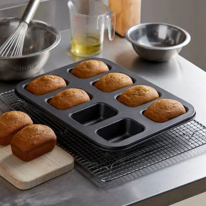 8 Slot Non-Stick Mini Loaf Pan - Carbon Steel Baking Tray