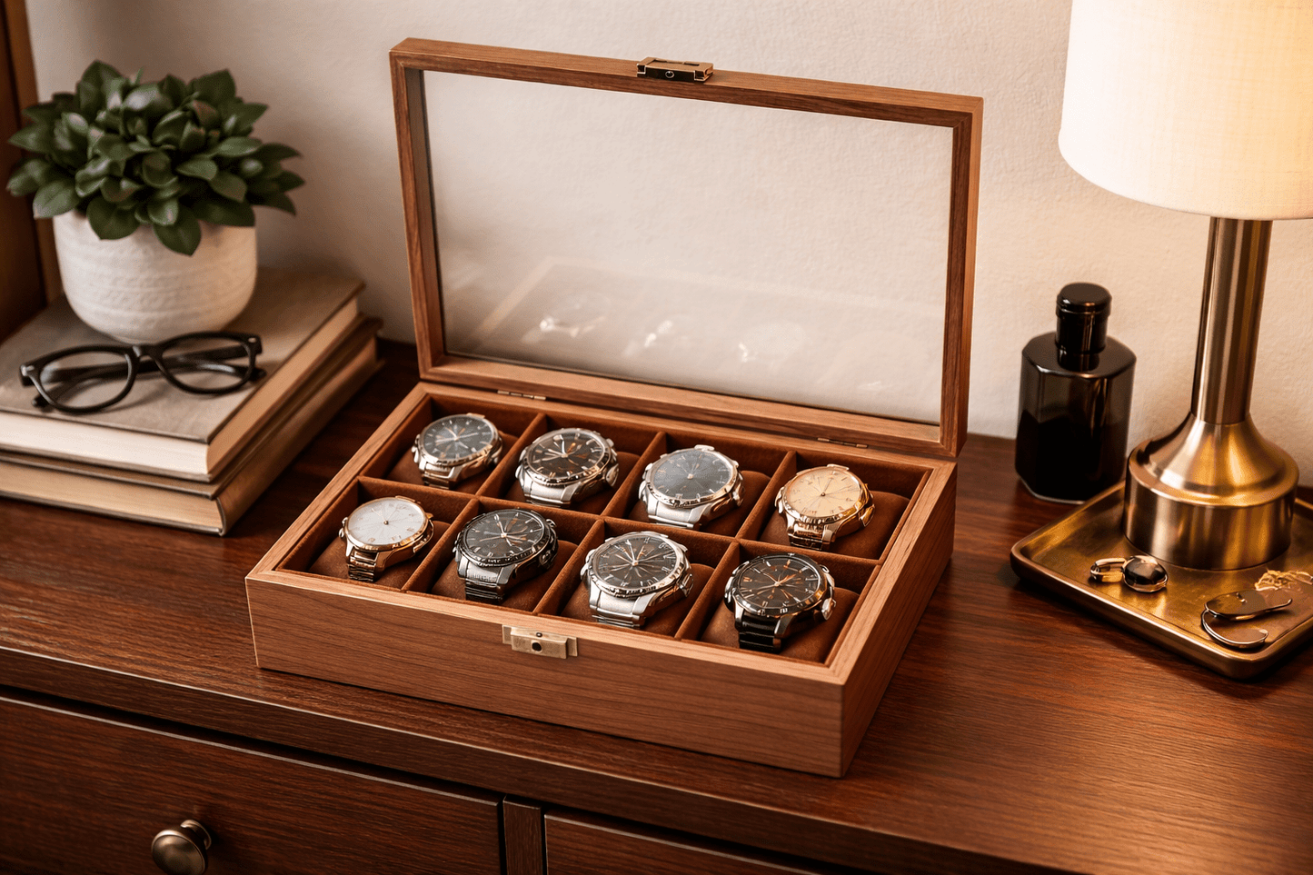 8 Slot Wooden Watch Box
