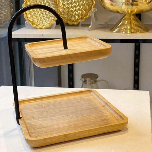 Double Layer Wooden Cake Stand