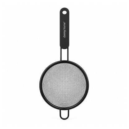 8cm Danny Home Stainless Steel Fine Mesh Sifter – Flour Sieve With Fine Mesh Design – Black