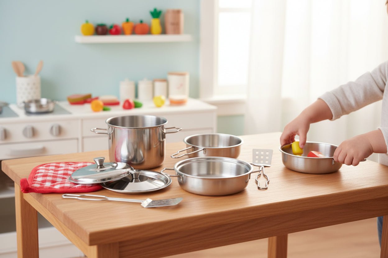 8pc Metal Kitchen Play Set