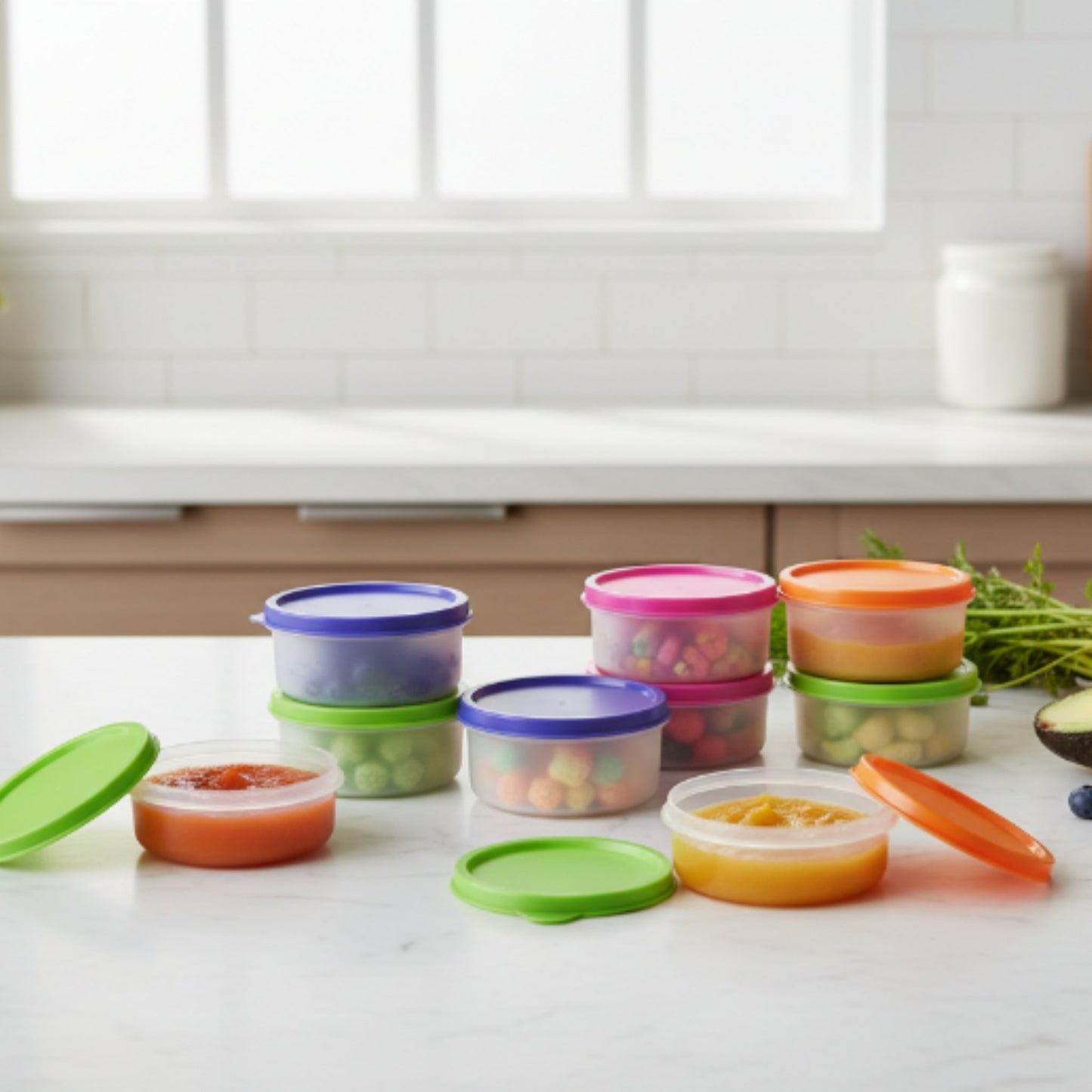 8pc Mini Plastic Storage Containers with Lids – Food Saver Set for Kitchen Organization