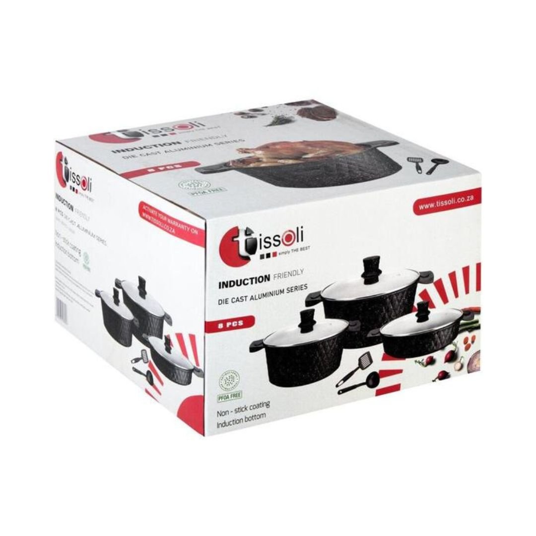 8pc Tissolli Cast Aluminium Set with Glass Lids