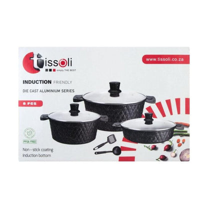 8pc Tissolli Cast Aluminium Set with Glass Lids