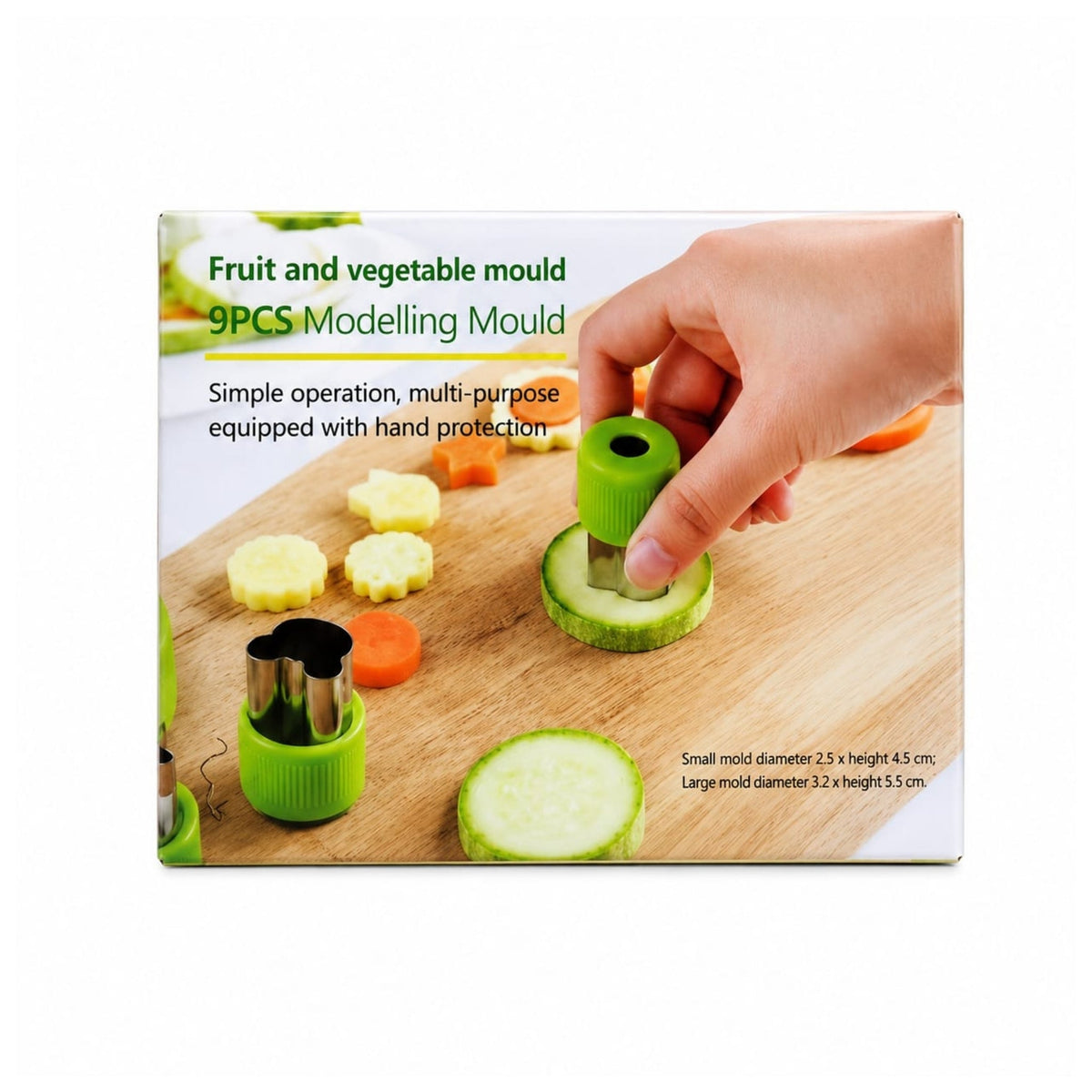 9-Piece Fruit & Vegetable Carving Mould Set – Food Decorating & Garnish Cutter Tools