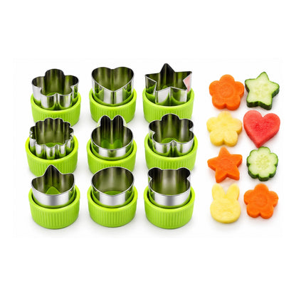 9-Piece Fruit & Vegetable Carving Mould Set – Food Decorating & Garnish Cutter Tools
