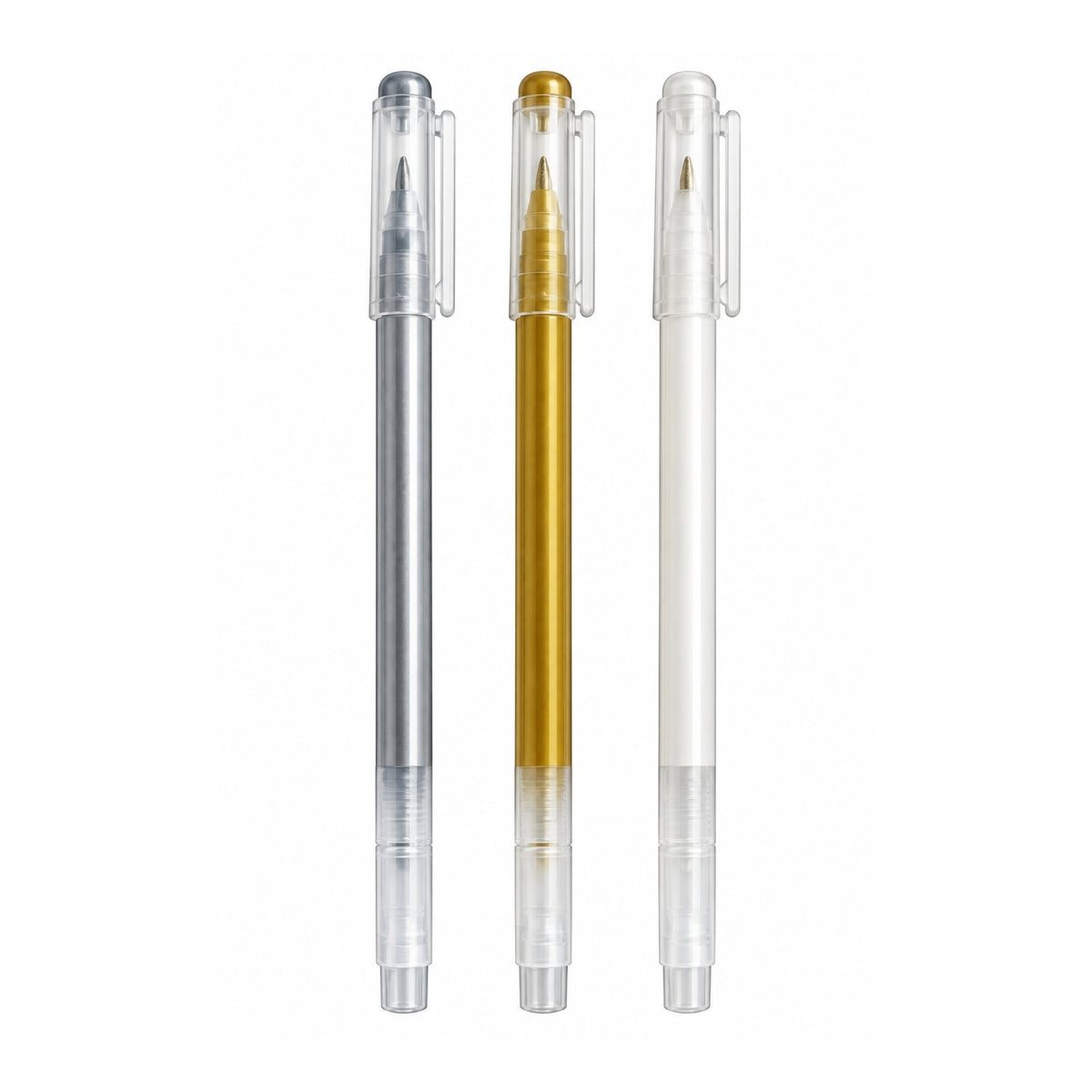 9 Piece Gel Highlighter Pen Set – 0.6mm Fine Tip Smooth Writing – Gold, White & Silver