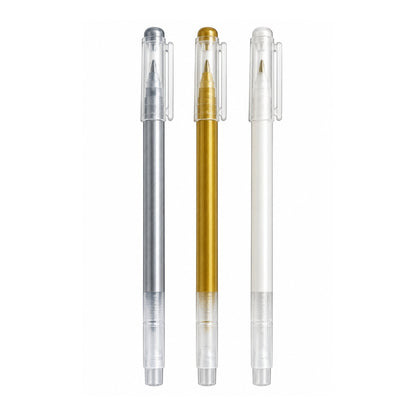 9 Piece Gel Highlighter Pen Set – 0.6mm Fine Tip Smooth Writing – Gold, White & Silver