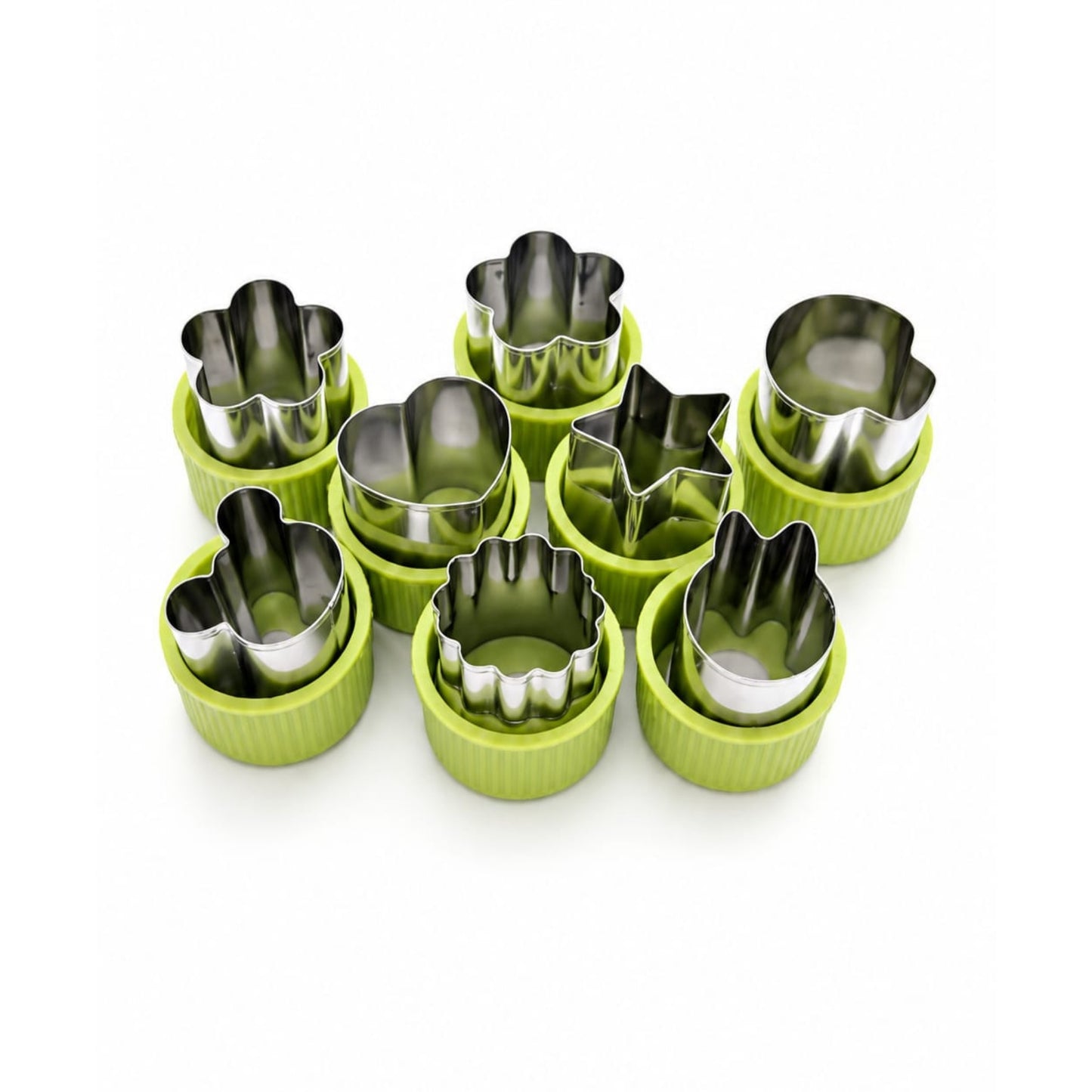 9-Piece Fruit & Vegetable Carving Mould Set – Food Decorating & Garnish Cutter Tools On White Background