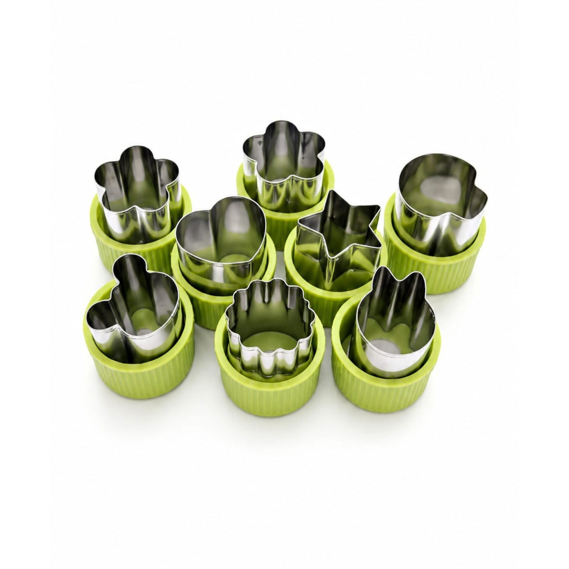 9-Piece Fruit & Vegetable Carving Mould Set – Food Decorating & Garnish Cutter Tools On White Background