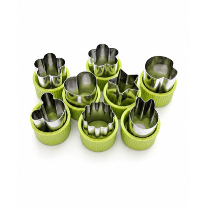 9-Piece Fruit & Vegetable Carving Mould Set – Food Decorating & Garnish Cutter Tools On White Background