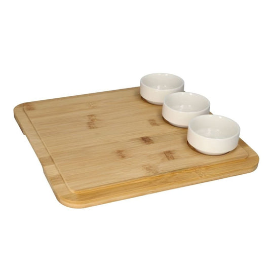 Danny Home Square Bamboo Serving Board With Bowls