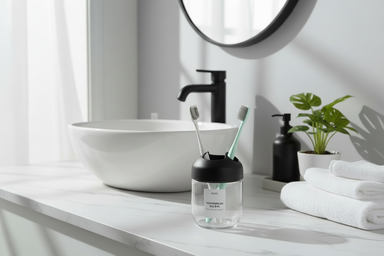 Qlux Glass Toothbrush Holder