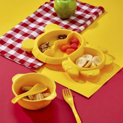 Qlux Plastic Divided Plate with Bowl and Cutlery