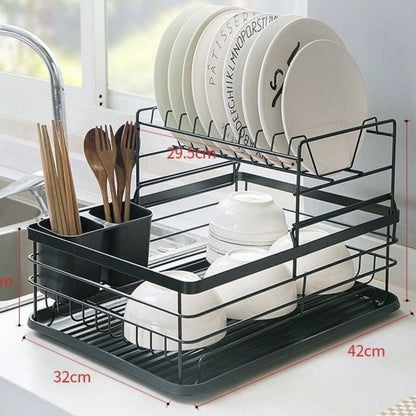 Large 2 Tier Black Dish Rack