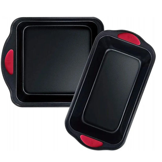 Non Stick Bakeware With Red Silicone Handles