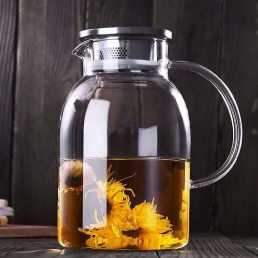 Glass Teapot with Spout and Stainless steel lid - 1.5L