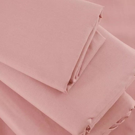 Cotton Fitted Sheet (Pink) - King