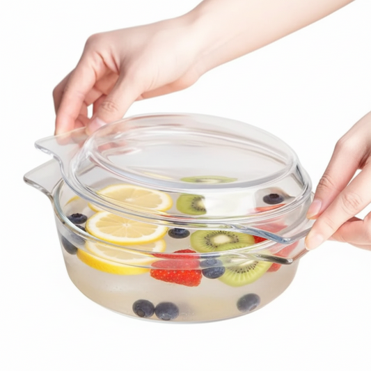 Round Glass Casserole With Lid 1.5L