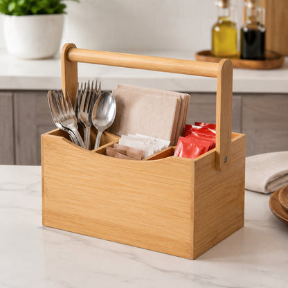 3pc Bamboo Kitchen Organisation Essentials – Utensil, Wrap & Food Bag Storage