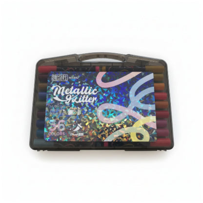 Metallic Glitter Brush Marker Pen Set - Art, Journaling & Craft Supplies